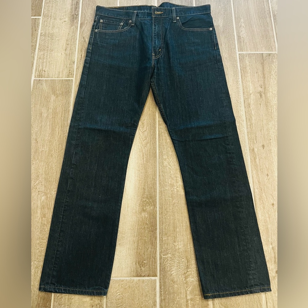 Levi's 513 Dark Blue Straight Jeans, Size 36x32